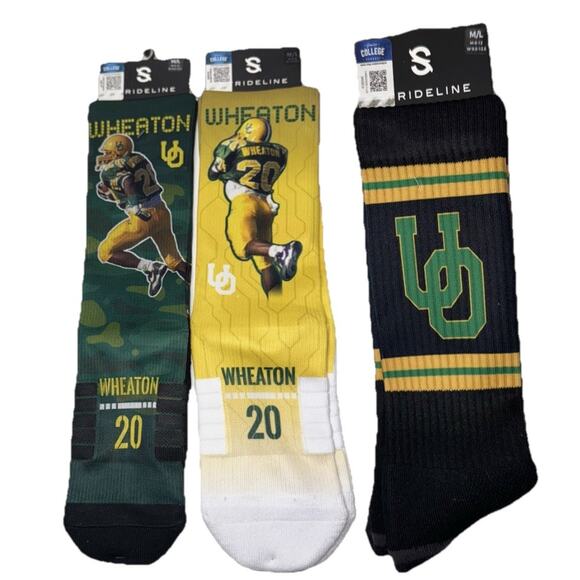 NEW Lot of 3 Oregon Ducks Crew Socks M/L NCAA Kenny Wheaton OSU Beavers Football - Picture 1 of 4